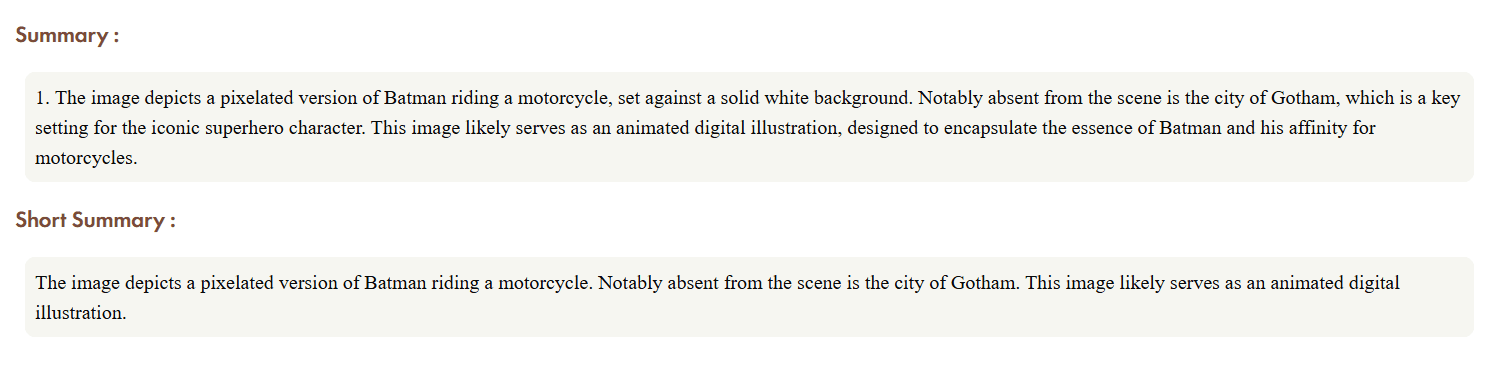 Summarization interface showing document summary